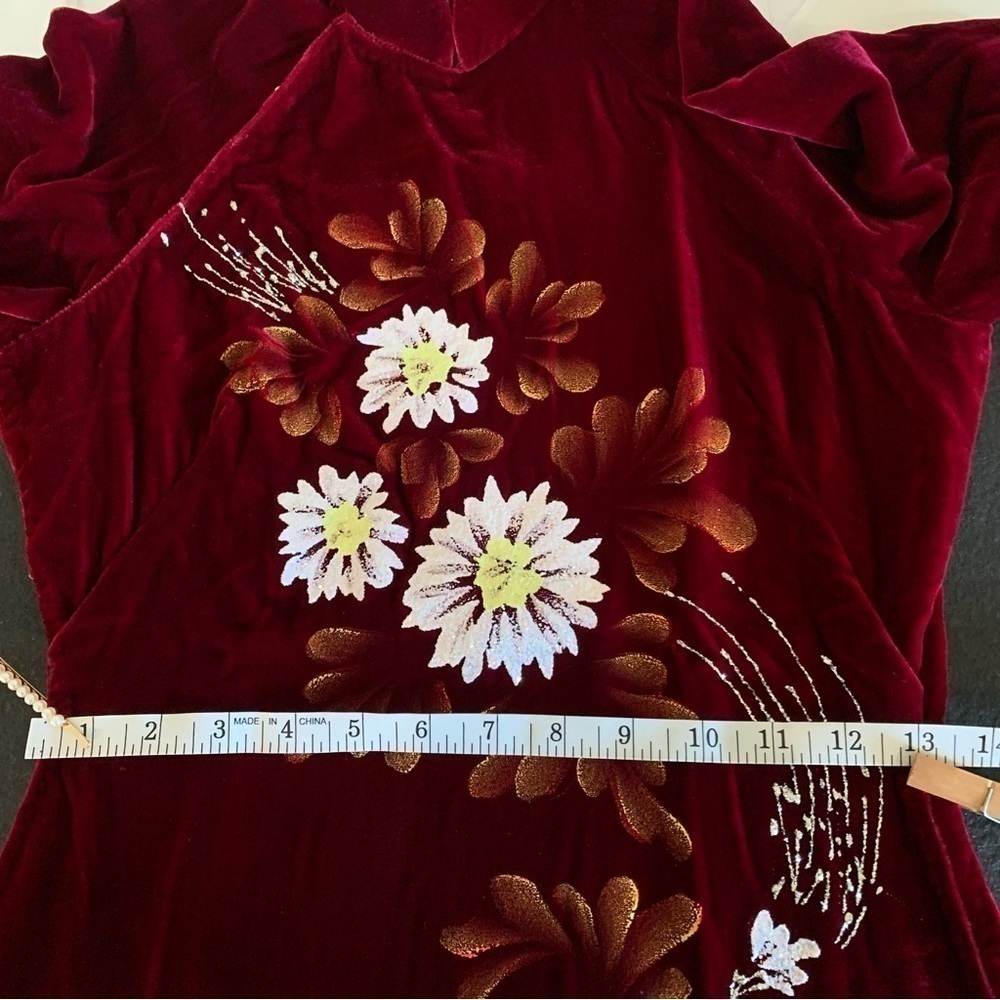 1990’s Velveteen cheongsam cocktail over dress - Picture 15 of 16